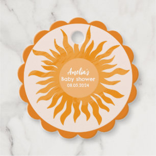 Hier kommt der Sohn boho gelben Baby Dusche Geschenkanhänger