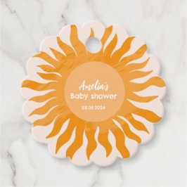 Hier kommt der Sohn boho gelben Baby Dusche Geschenkanhänger