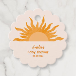 Hier kommt der Sohn boho gelben Baby Dusche Geschenkanhänger