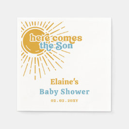 Hier kommt der Sohn Boho Retro Babydusche Serviette