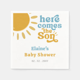 Hier kommt der Sohn Boho Retro Babydusche Serviette