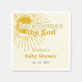 Hier kommt der Sohn Boho Retro Babydusche Serviette