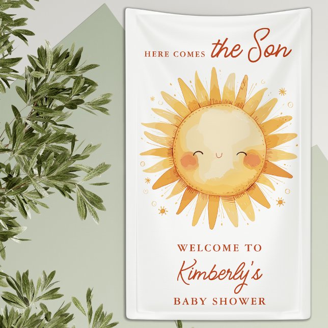 Hier kommt der Sohn Boho Süße Babyparty-Willkommen Banner (Von Creator hochgeladen)