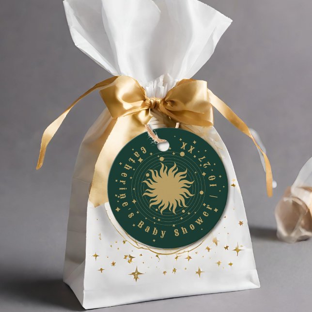 Hier kommt der Sohn | Celestial Baby Shower Geschenkanhänger (Von Creator hochgeladen)