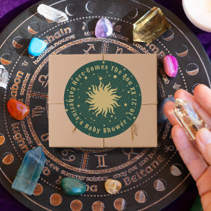 Hier kommt der Sohn   Celestial Baby Shower Runder Aufkleber