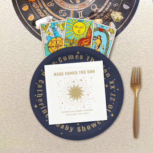 Hier kommt der Sohn | Celestial Baby Shower Serviette (Von Creator hochgeladen)