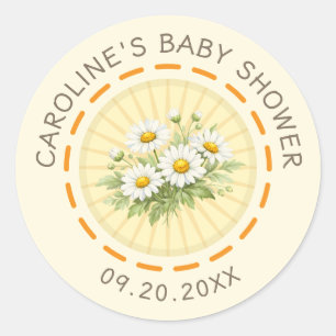 Hier kommt der Sohn Daisy Babyparty Runder Aufkleber