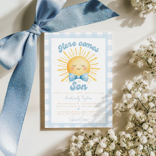Hier kommt der Sohn Gelbe Sonnenschein-Baby-Party Einladung