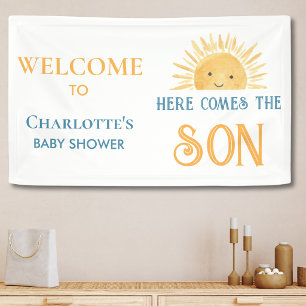 Hier kommt der Sohn Junge Baby-Party Banner