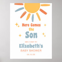 Hier kommt der Sohn Junge Baby Shower Willkommenss