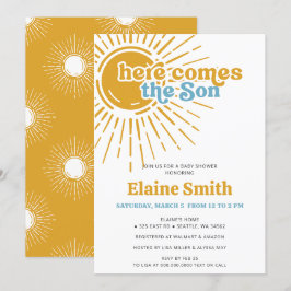 Hier kommt der Sohn Retro Junge Dusche Einladung