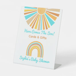 Hier kommt der Sohn, Retro-Regenbogenkarten & Gesc Sockelschild