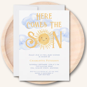 Hier kommt der Sohn Sonnens Wolken Baby Shower Einladung