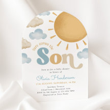Hier kommt der Sohn Sonnenschein-Baby-Einladung