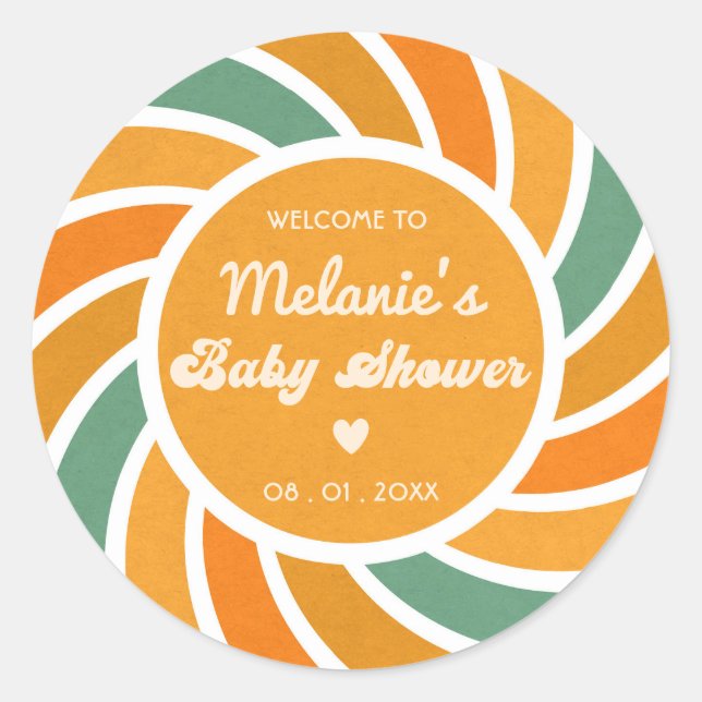 Hier kommt der Sohn Sonnenschein Groovy Niedlich R Runder Aufkleber (Vorderseite)