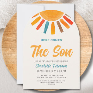 Hier kommt der Sohn Sonnenschein-Junge Baby Shower Einladung