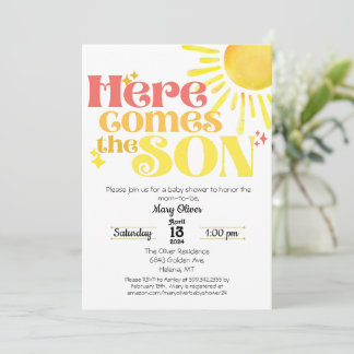 Hier kommt der Son Baby Shower Invitation Boy Son Einladung