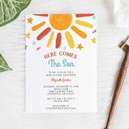 Hier kommt der Son Baby Shower Retro Boy Einladung