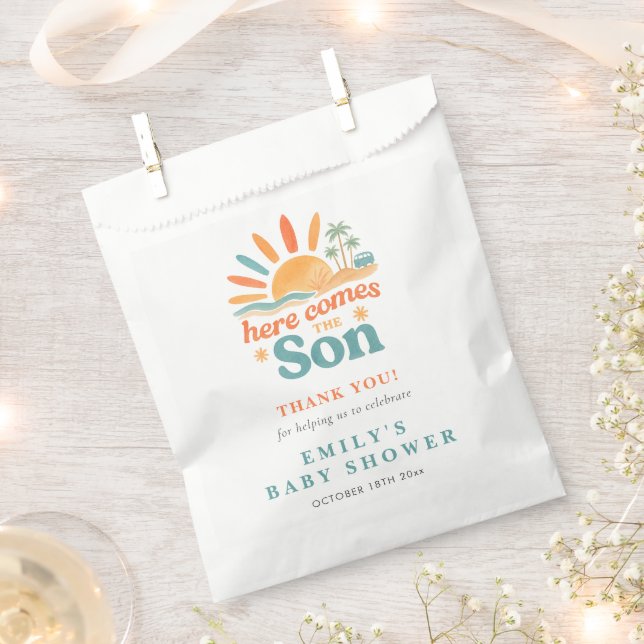 Hier kommt der Son Boy Baby Duschgast Vielen Dank Geschenktütchen (Ausgeschnitten)