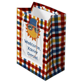 Hier kommt der Son Kariert Baby Boy Mittlere Geschenktüte