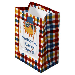 Hier kommt der Son Kariert Baby Boy Mittlere Geschenktüte