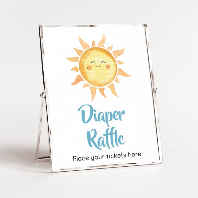 Hier kommt der Son Niedlich Sun Windelwürfel. Poster (Sunshine Here Comes the Son Baby Shower Diaper Raffle Sign)