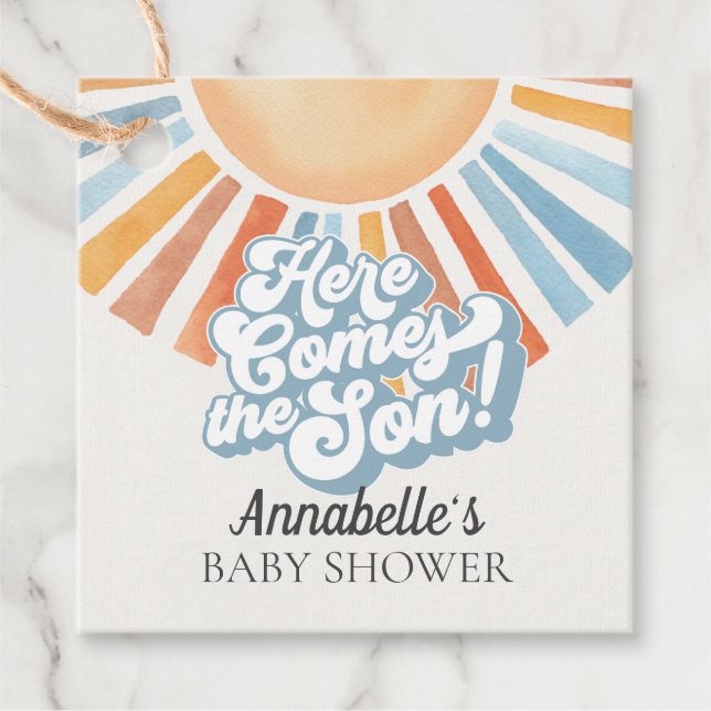 Hier kommt der Son Sunshine Boy Baby Duwer Gefalle Geschenkanhänger (Vorderseite)