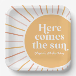 Hier kommt der Sun Boho Sunshine Geburtstag Pappteller