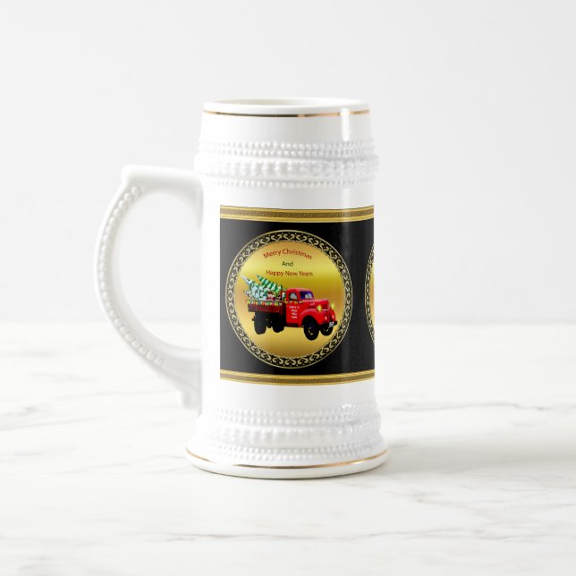 Hier kommt der Weihnachtsbaumstapler des Weihnacht Bierglas (Links)