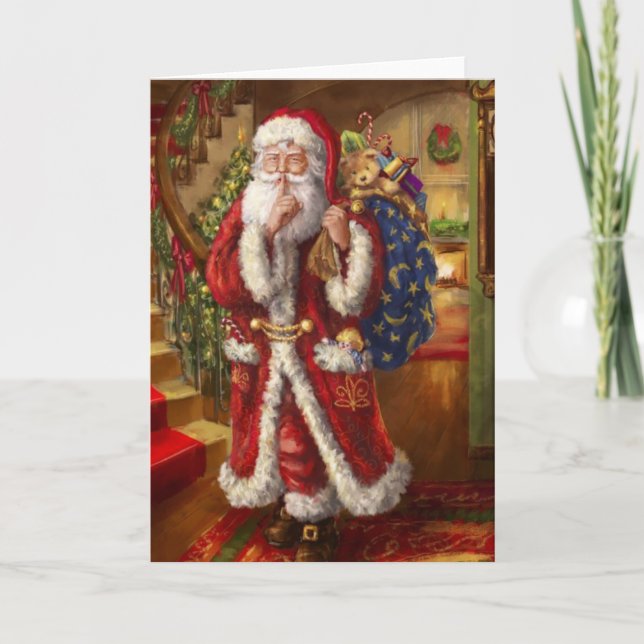 Hier kommt der Weihnachtsmann Feiertagskarte (Vorderseite)