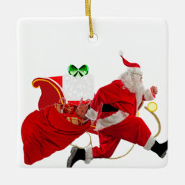Hier kommt der Weihnachtsmann-Ornament Keramikornament