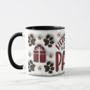 Hier kommt der Weihnachtsmann-Pfoten-Tasse Tasse