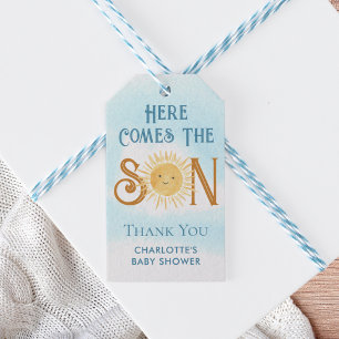 Hier kommt die Babydusche des Sohnes Geschenkanhänger