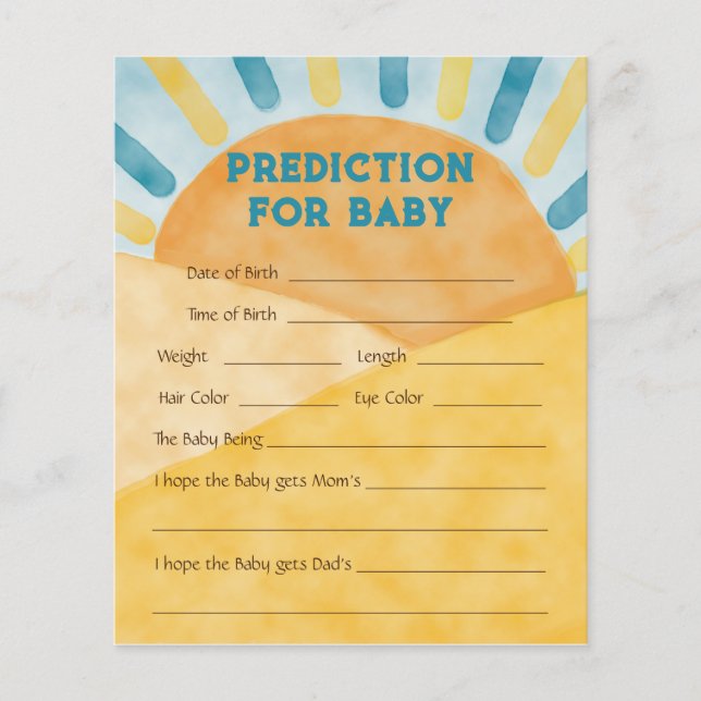 Hier kommt die Blue Ray Sunshine Baby Shower Game  (Vorderseite)