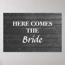 Hier kommt die Braut. Grau-weiße Hochzeitsmarke