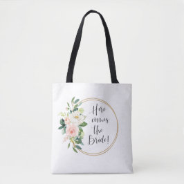 Hier kommt die Braut Pink Floral Tasche