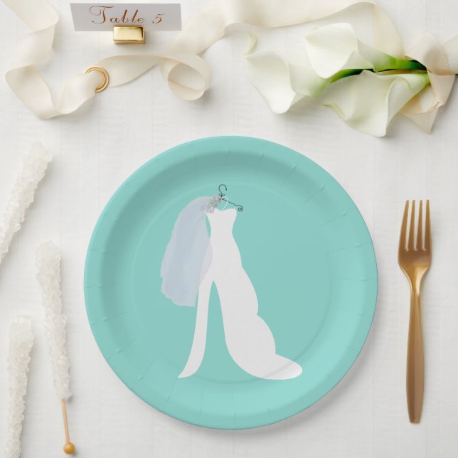 Hier kommt die Brautdusche Tiara Party Pappteller (Hochzeit)