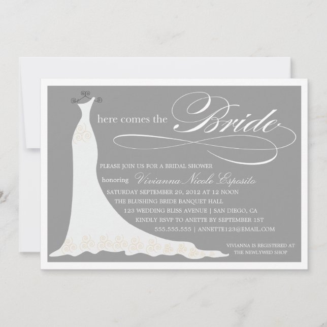 HIER KOMMT DIE BRIDE| BRIDAL SHOWING INVITATION EINLADUNG (Vorderseite)