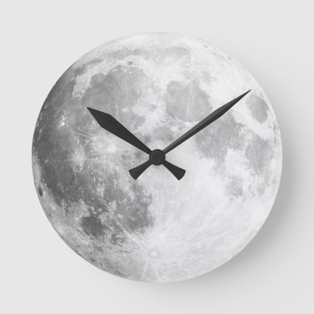 Hier kommt die Mond-/Vollmondwall-Uhr Runde Wanduhr (Vorderseite)