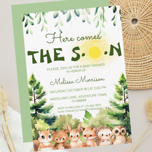 Hier kommt die Son Baby Boy Dusche Einladung (Here Comes The Son Baby Boy Shower Invitation)