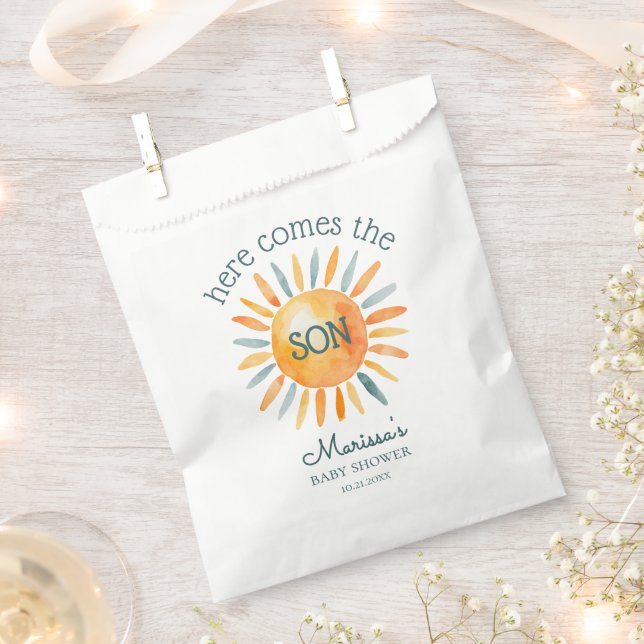 Hier kommt die Son Baby Boy Dusche Geschenktütchen (Ausgeschnitten)