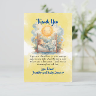 Hier kommt die Son Baby Dusche DANK YOU Card Einladung