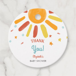 Hier kommt die Son Baby Dusche Danke Custom Geschenkanhänger
