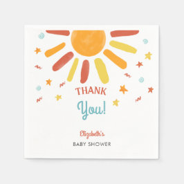 Hier kommt die Son Baby Dusche Danke Custom Serviette