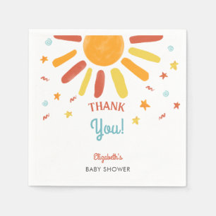 Hier kommt die Son Baby Dusche Danke Custom Serviette