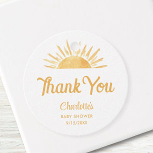 Hier kommt die Son Baby Dusche Danke Geschenkanhänger