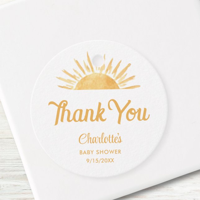 Hier kommt die Son Baby Dusche Danke Geschenkanhänger (Von Creator hochgeladen)