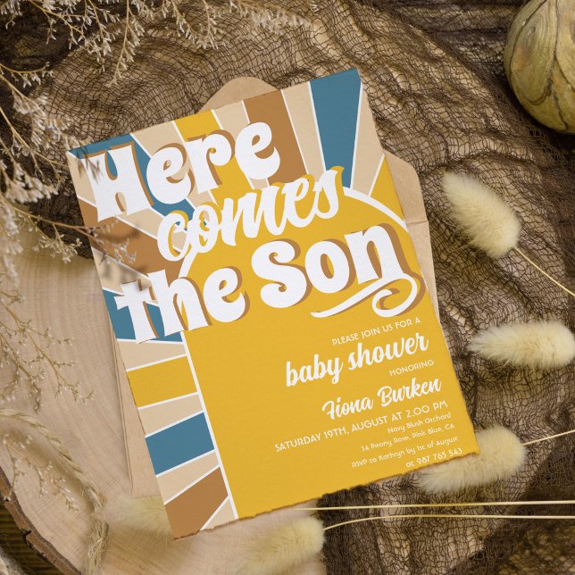 Hier kommt die Son Baby Dusche Einladung (here comes the son baby shower invitation)
