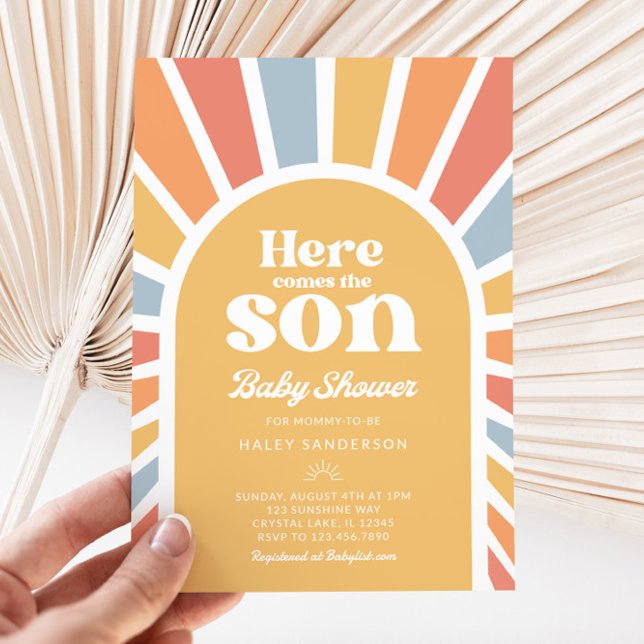 Hier kommt die Son Baby Dusche Einladung (Here comes the Son Baby Shower Invitation)