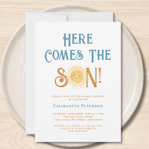 Hier kommt die Son Baby Dusche Einladung